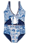 AGUA BENDITA AGUA BENDITA KIDS' AZURE ILIANA ONE-PIECE SWIMSUIT