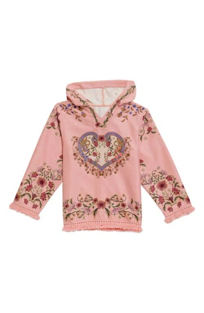 Agua Bendita Kids' Britza Aura Hooded Terry Cover-up Tunic In Pink