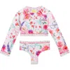 Agua Bendita Kids' Caramel Chroma Long Sleeve Two-piece Rashguard Swimsuit