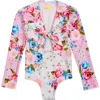 Agua Bendita Kids' Cindy Meraki Long Sleeve One-piece Rashguard Swimsuit In Pink