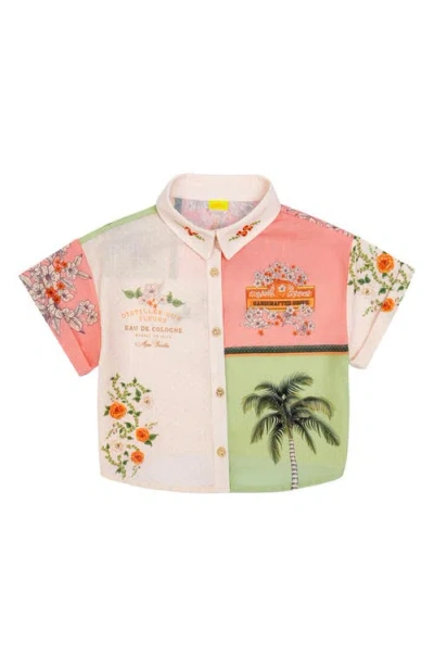 Agua Bendita Kids' Clarabelle Short Sleeve Button-up Shirt In White