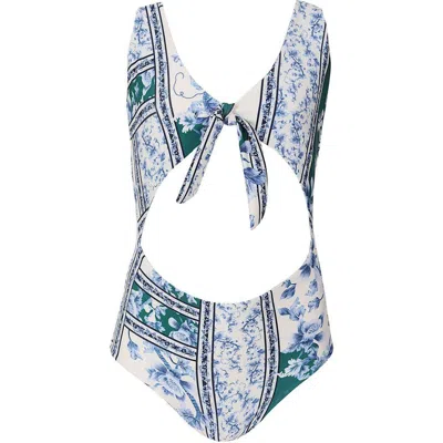 Agua Bendita Kids' Iliana Ivy Cutout Reversible One-piece Swimsuit In Blue