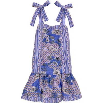 Agua Bendita Kids' Kaio Fit & Flare Cover-up Dress In Blue