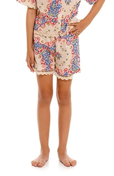 Agua Bendita Kids' Laya Bleu Cover-up Shorts In Neutral