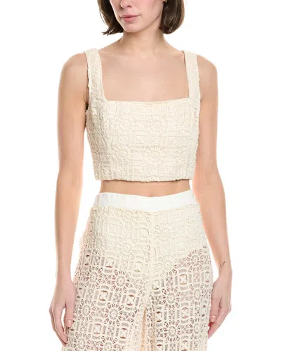 Agua Bendita Kosia Jardim Linen-blend Top In White