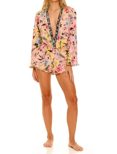 Agua Bendita Larissa Sally Romper In Pink In Multi