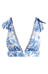 Agua Bendita Laurie Azure Tie Strap Bikini Top In Blue Multicolor