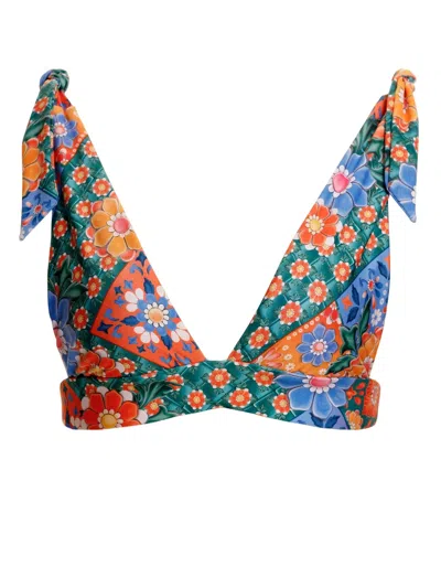 Agua Bendita Laurie Floral-print Bikini Top In Multi