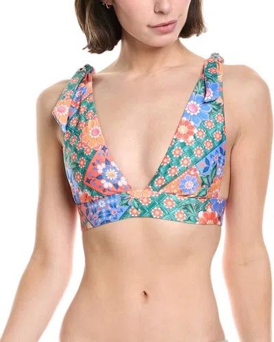 Agua Bendita Laurie Tile Bikini Top In Blue