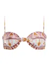 Agua Bendita Leva Lucille Patterned Bikini Top In Pink