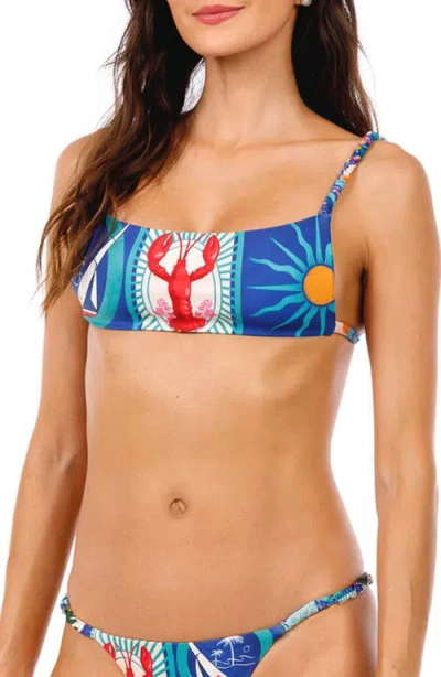 Agua Bendita Lina Alina Square Neck Bikini Top In Blue