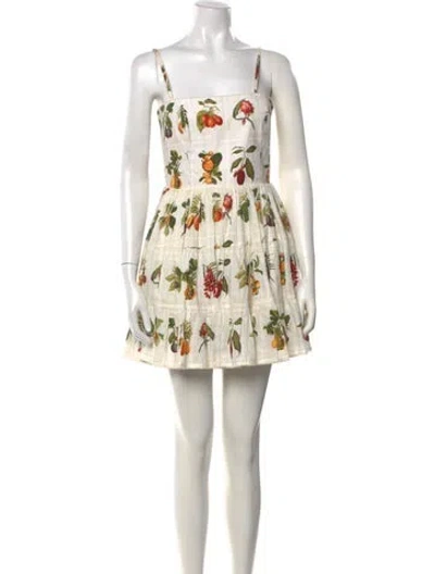 Pre-owned Agua Bendita Linen Knee-length Dress In Neutrals