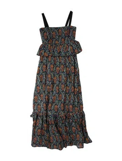 Pre-owned Agua Bendita Linen Long Dress In Blue