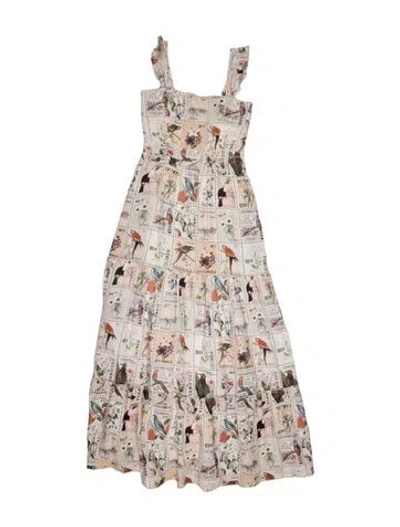 Pre-owned Agua Bendita Linen Long Dress In Multi