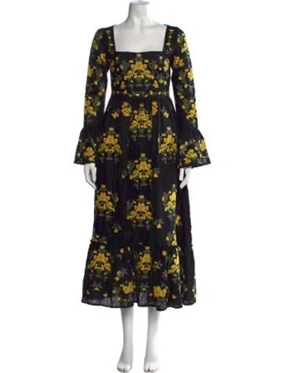 Pre-owned Agua Bendita Linen Long Dress W/ Tags In Black