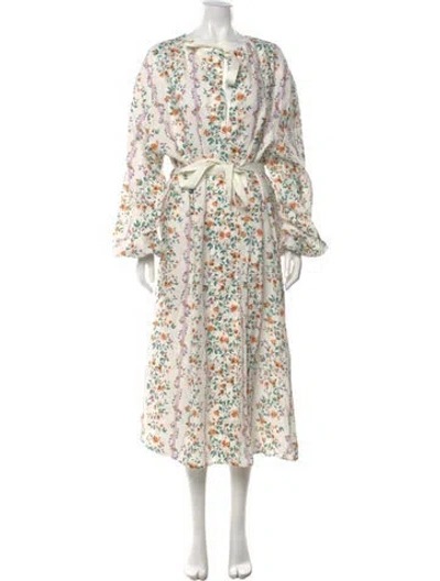 Pre-owned Agua Bendita Linen Long Dress W/ Tags In Neutral
