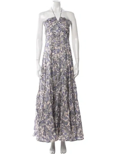 Pre-owned Agua Bendita Linen Long Dress W/ Tags In Purple