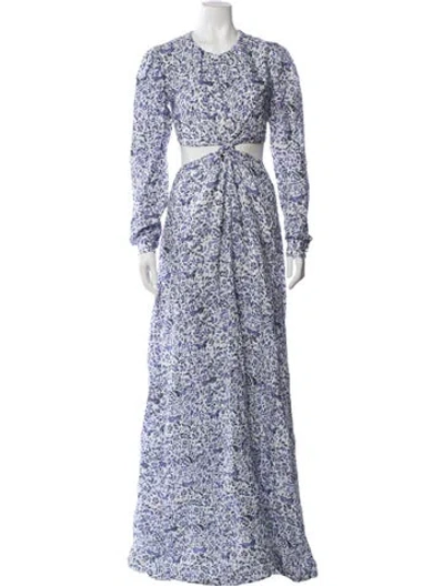 Pre-owned Agua Bendita Linen Long Dress In White