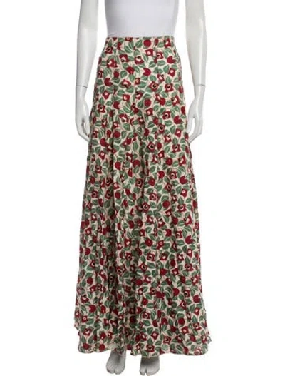 Pre-owned Agua Bendita Linen Long Skirt In Multi