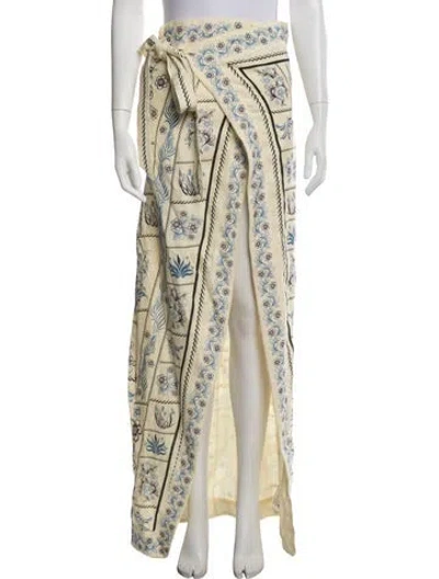 Pre-owned Agua Bendita Linen Long Skirt In Neutrals