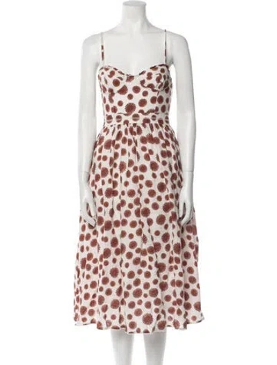 Pre-owned Agua Bendita Linen Midi Length Dress In Brown