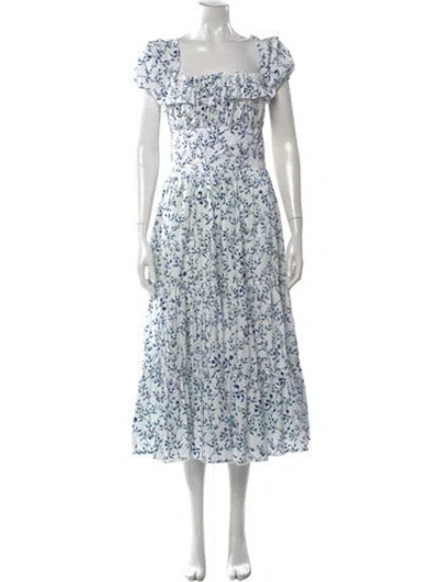 Pre-owned Agua Bendita Linen Midi Length Dress In Multi