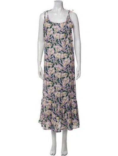 Pre-owned Agua Bendita Linen Midi Length Dress In Purple