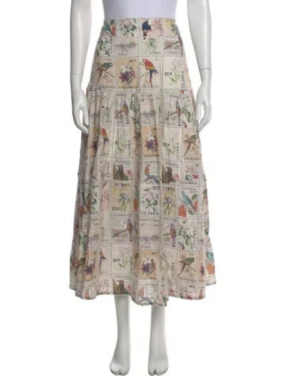 Pre-owned Agua Bendita Linen Midi Length Skirt