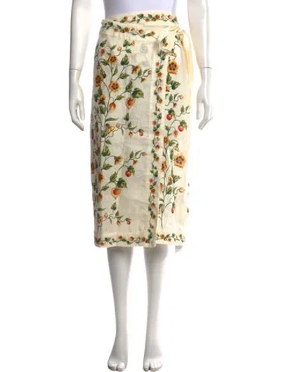 Pre-owned Agua Bendita Linen Midi Length Skirt In Neutrals