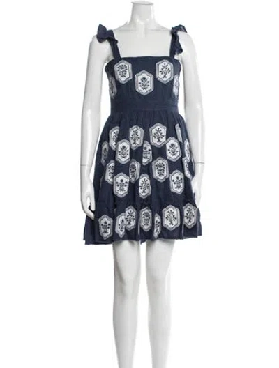 Pre-owned Agua Bendita Linen Mini Dress In Blue