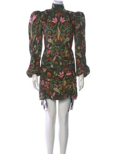 Pre-owned Agua Bendita Linen Mini Dress In Green
