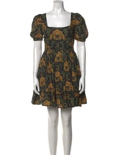 Pre-owned Agua Bendita Linen Mini Dress In Multi