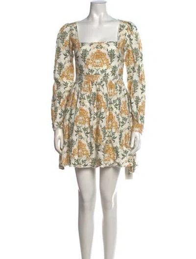 Pre-owned Agua Bendita Linen Mini Dress In Multicolor