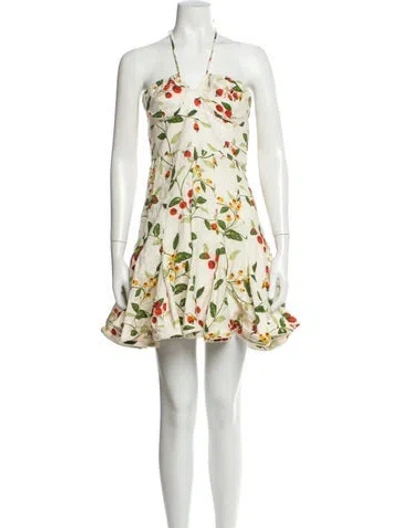 Pre-owned Agua Bendita Linen Mini Dress In Neutral