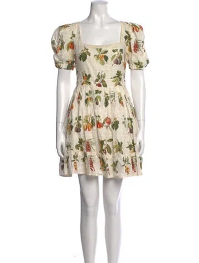 Pre-owned Agua Bendita Linen Mini Dress In Neutral