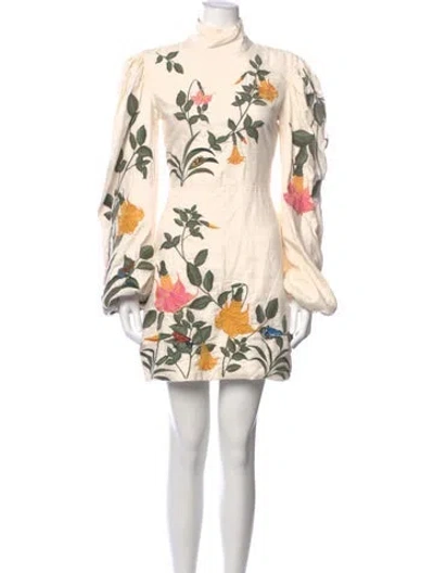 Pre-owned Agua Bendita Linen Mini Dress In Neutral