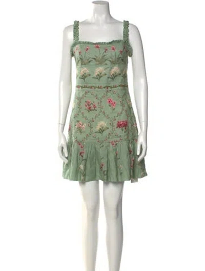 Pre-owned Agua Bendita Linen Mini Dress W/ Tags In Green