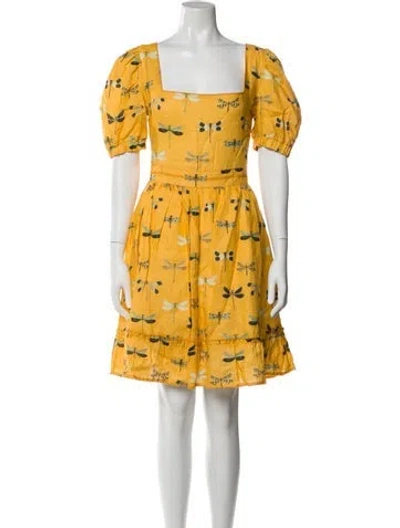 Pre-owned Agua Bendita Linen Mini Dress W/ Tags In Yellow