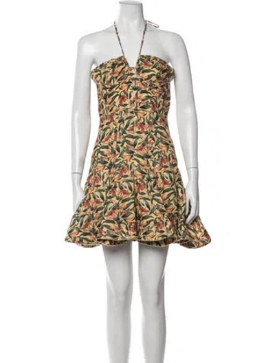 Pre-owned Agua Bendita Linen Mini Dress W/ Tags In Yellow