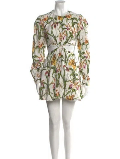 Pre-owned Agua Bendita Linen Mini Dress In White