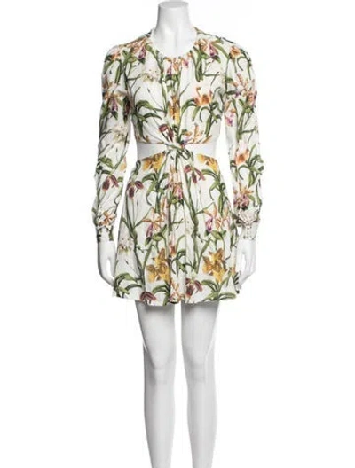 Pre-owned Agua Bendita Linen Mini Dress In White