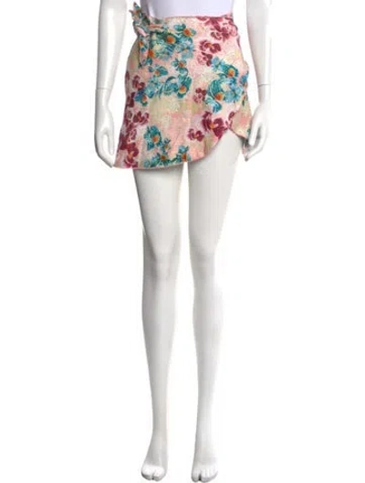 Pre-owned Agua Bendita Linen Mini Skirt In Multi