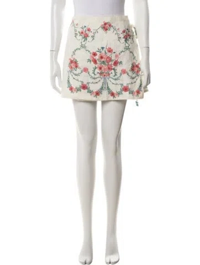 Pre-owned Agua Bendita Linen Mini Skirt In Neutral