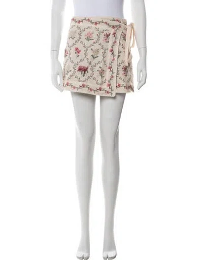 Pre-owned Agua Bendita Linen Mini Skirt In Neutrals