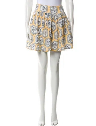 Pre-owned Agua Bendita Linen Mini Skirt In Yellow