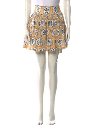 Pre-owned Agua Bendita Linen Mini Skirt In Yellow