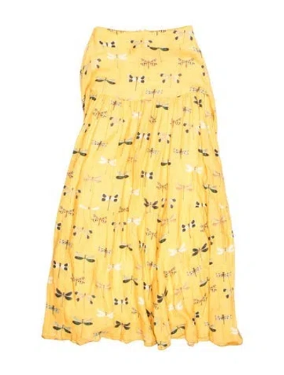 Pre-owned Agua Bendita Linen Mini Skirt In Yellow