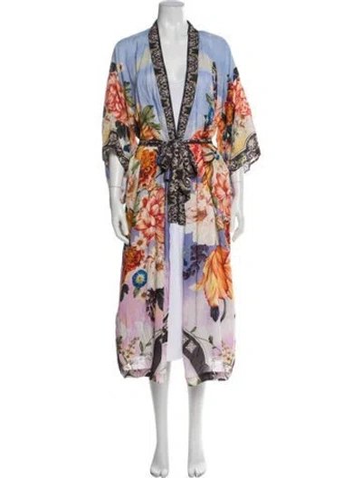 Pre-owned Agua Bendita Linen Printed Robe W/ Tags In Multi