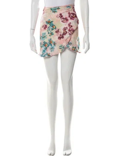 Pre-owned Agua Bendita Linen Skirt In Pink