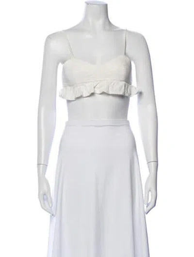 Pre-owned Agua Bendita Linen Square Neckline Crop Top